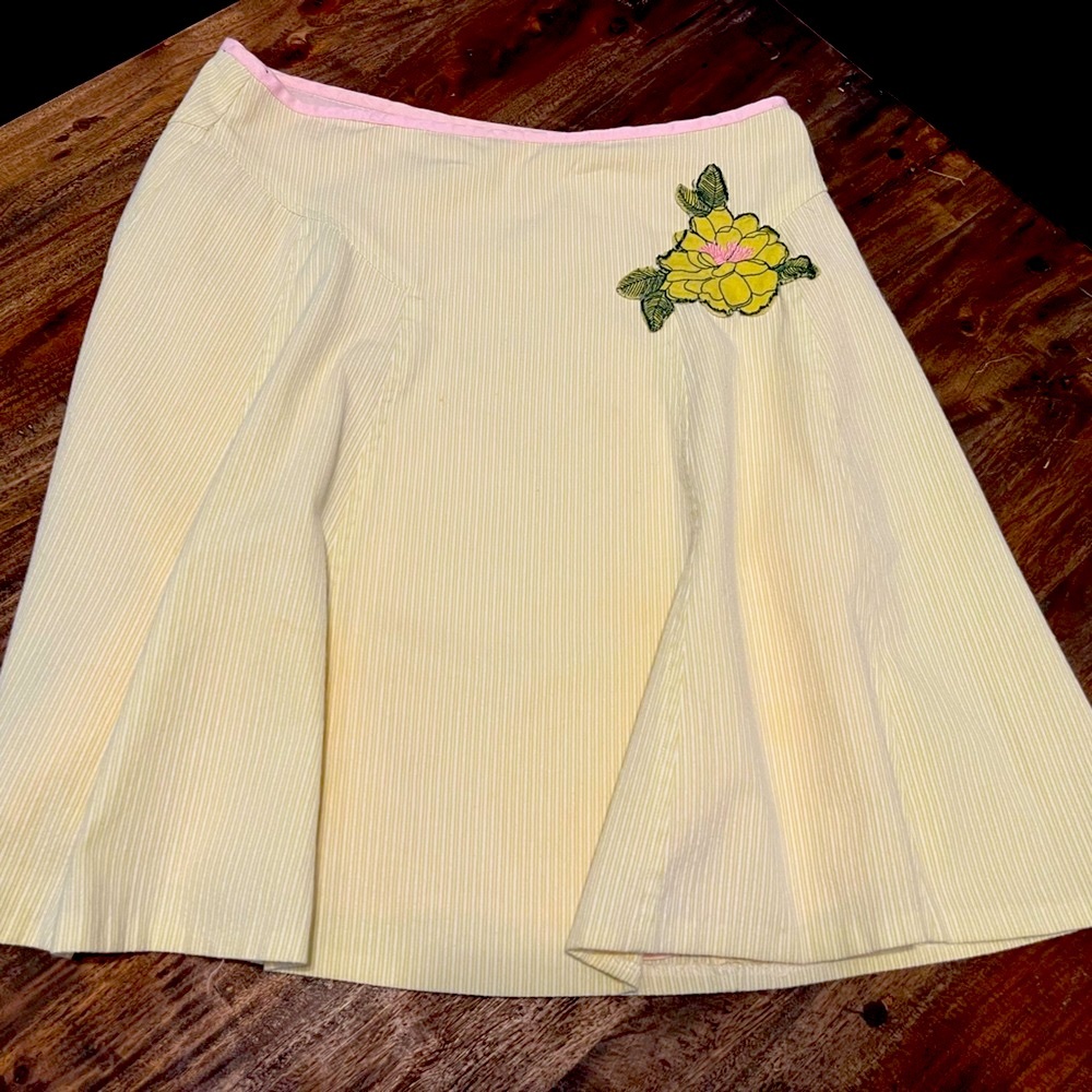 Liquid (by Anthro) Embroidered A Line pastel skirt- 8